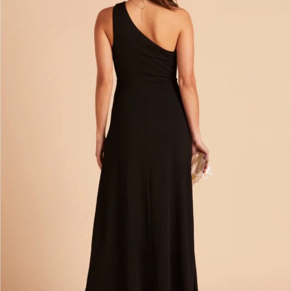 Birdy Grey Black One Shoulder Asymmetrical Slit Gown - Picture 4 of 9